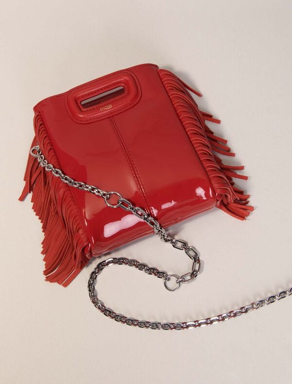 Maje Sac M Mini En Cuir Verni Rouge