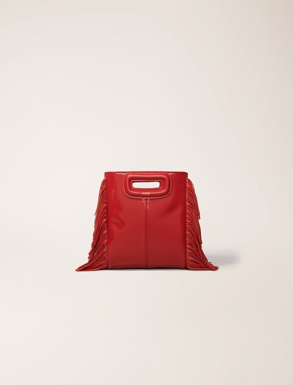 maje Sac M Mini en cuir verni Rouge