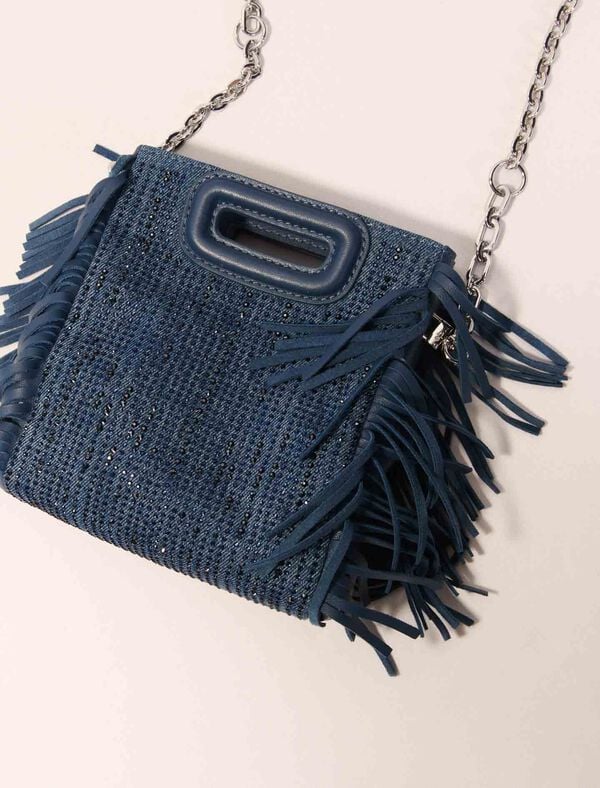Maje Sac M Mini En Denim Strassé Bleu