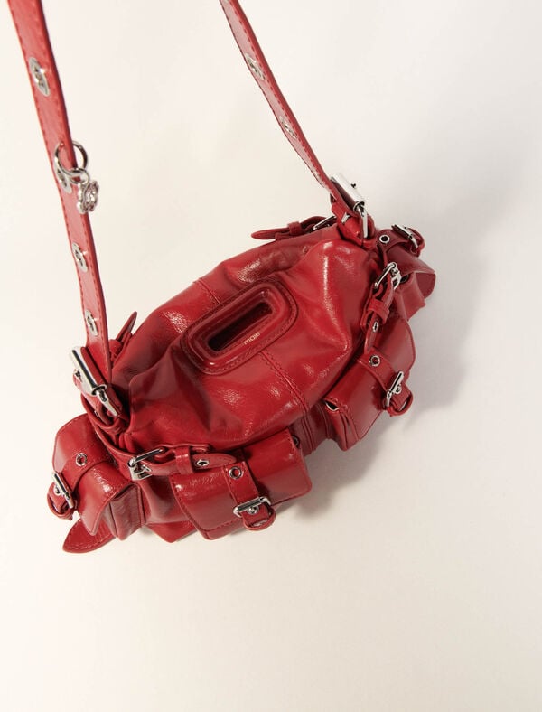 Maje Sac Miss M Mini Cargo En Cuir Use Rouge