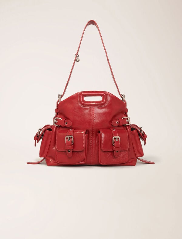 maje Sac Miss M Mini cargo en cuir use Rouge