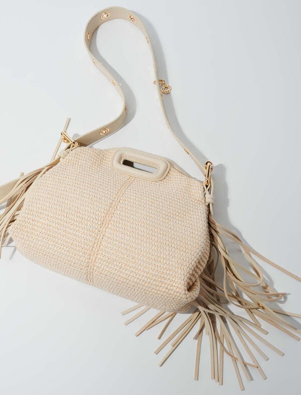 Maje Sac Miss M Mini Effet Raphia Beige
