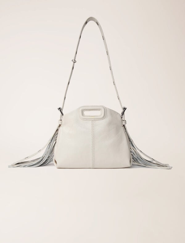 maje Sac Miss M mini en cuir craquelé Blanc