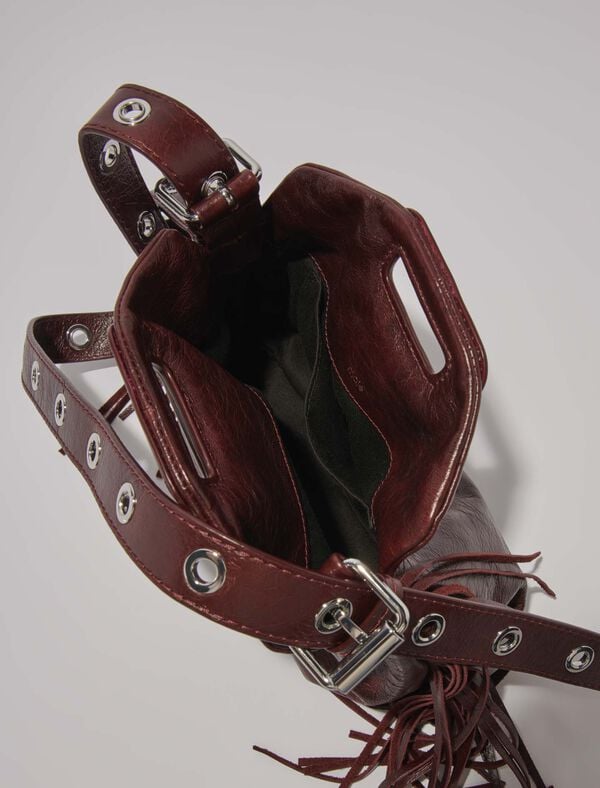 Maje Sac Miss M Mini En Cuir Craquelé Bordeaux