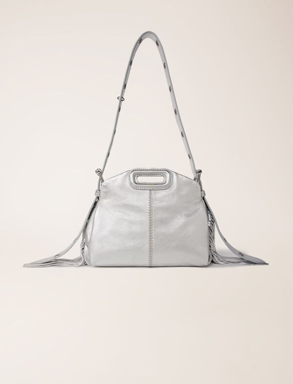 maje Sac Miss M Mini en cuir métal Or