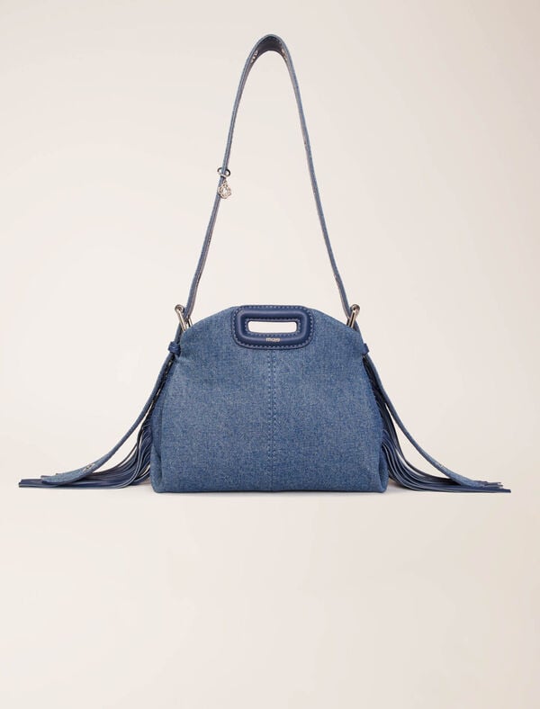 maje Sac Miss M mini en denim Bleu jean