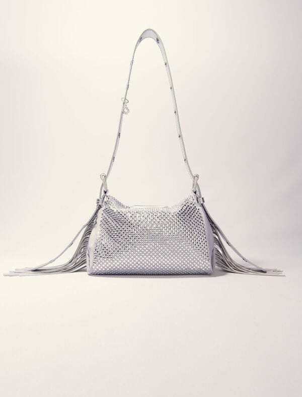 Maje Sac Miss M Mini Métal à Strass Argent