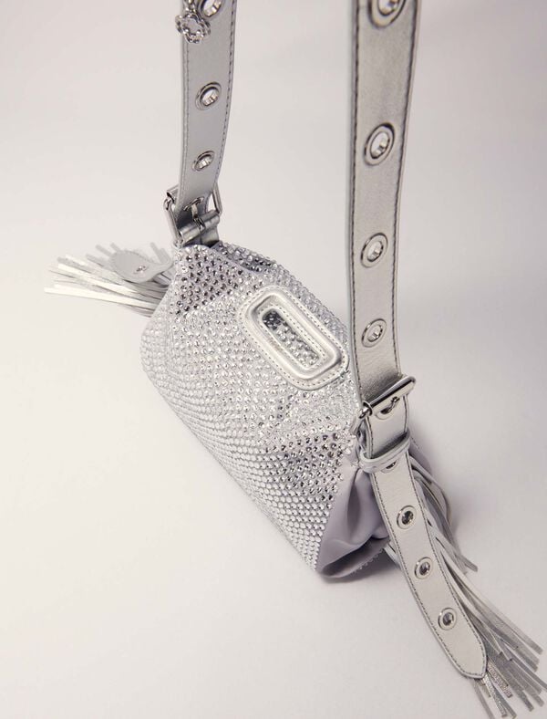 Maje Sac Miss M Mini Métal à Strass Argent