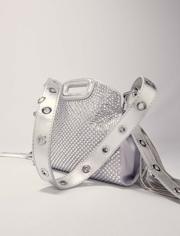 Maje Sac Miss M Mini Métal à Strass Argent