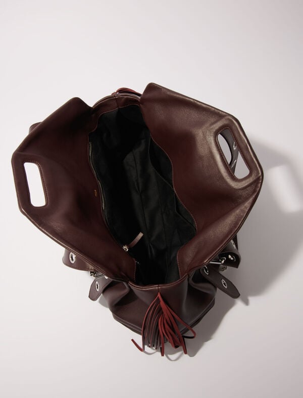 Maje Sac Miss M XL En Cuir Lisse Burgundy