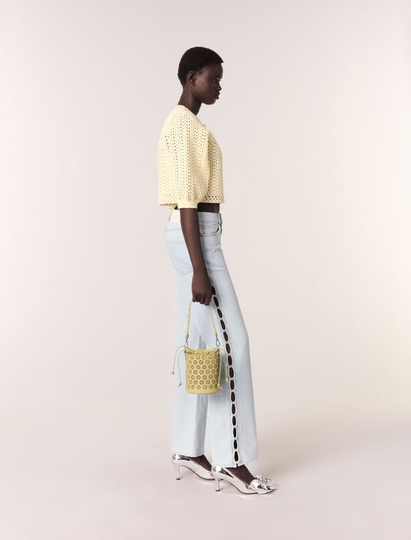 Maje Sac Seau En Cuir Perforé Ecru