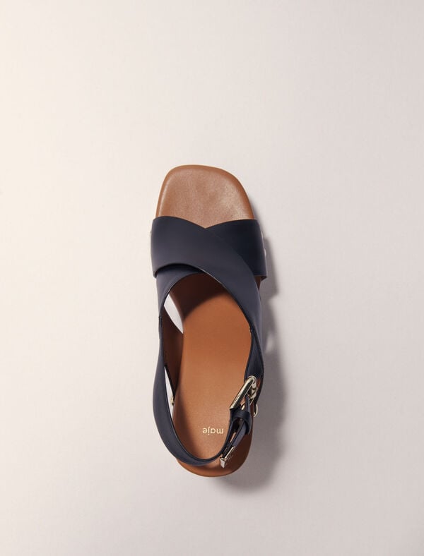 Maje Sandales Compensées En Cuir Noir