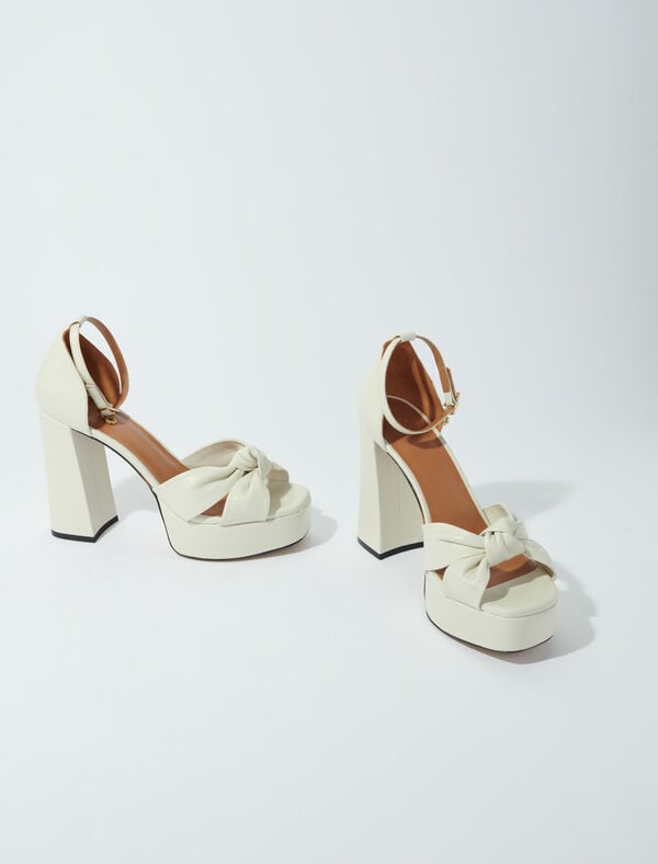 Maje Sandales En Cuir à Plateformes Ecru