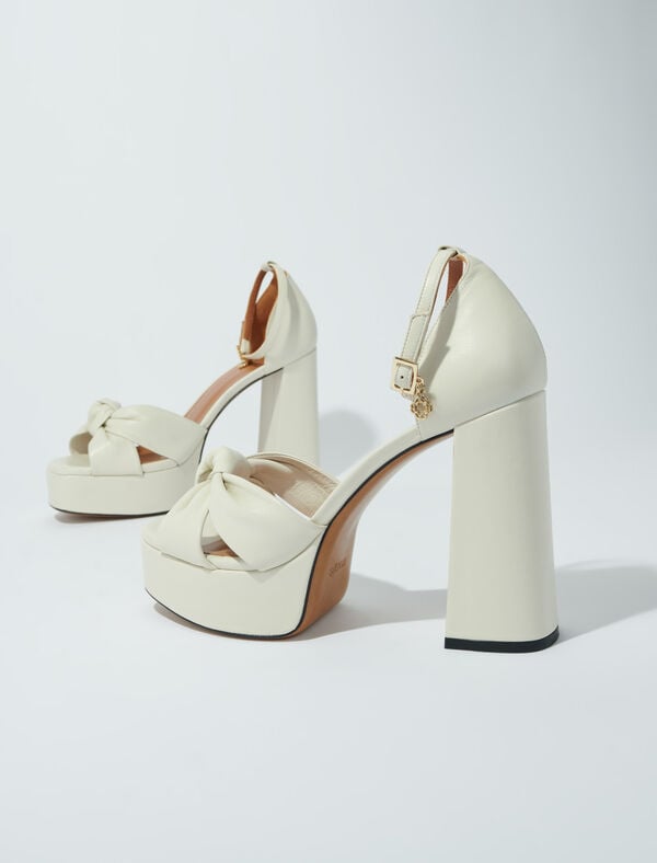 Maje Sandales En Cuir à Plateformes Ecru