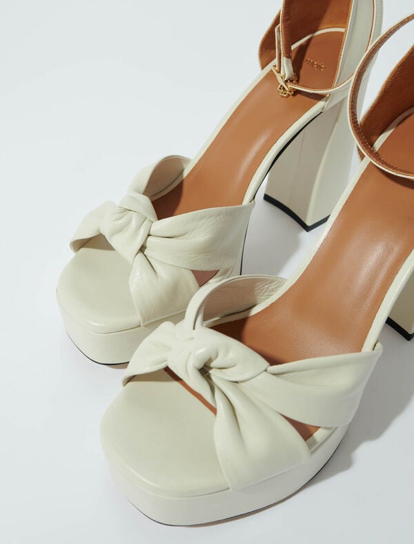 Maje Sandales En Cuir à Plateformes Ecru