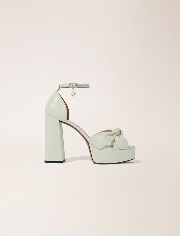 maje Sandales en cuir à plateformes Ecru