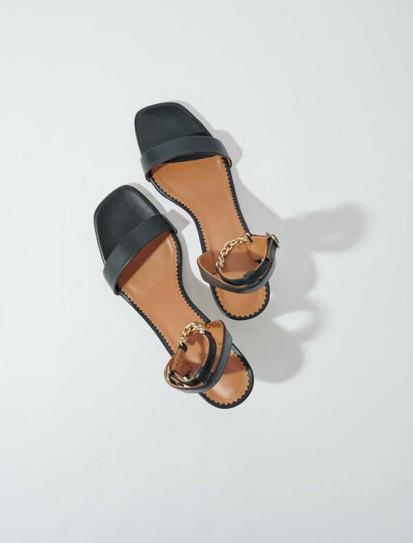 Maje Sandales En Cuir à Talons Noir