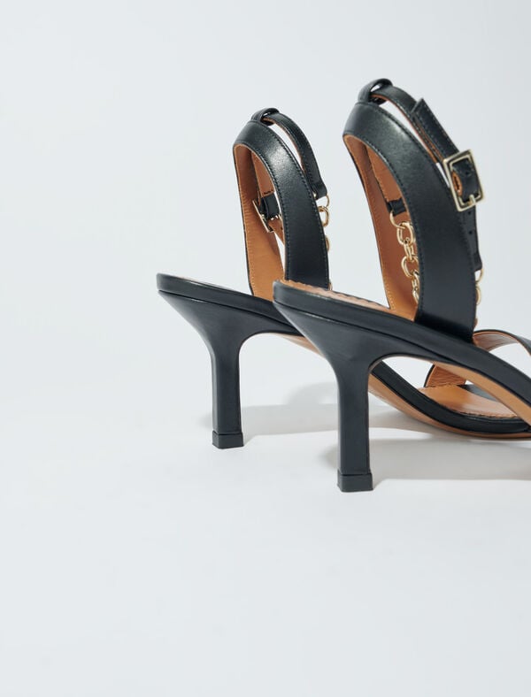 Maje Sandales En Cuir à Talons Noir