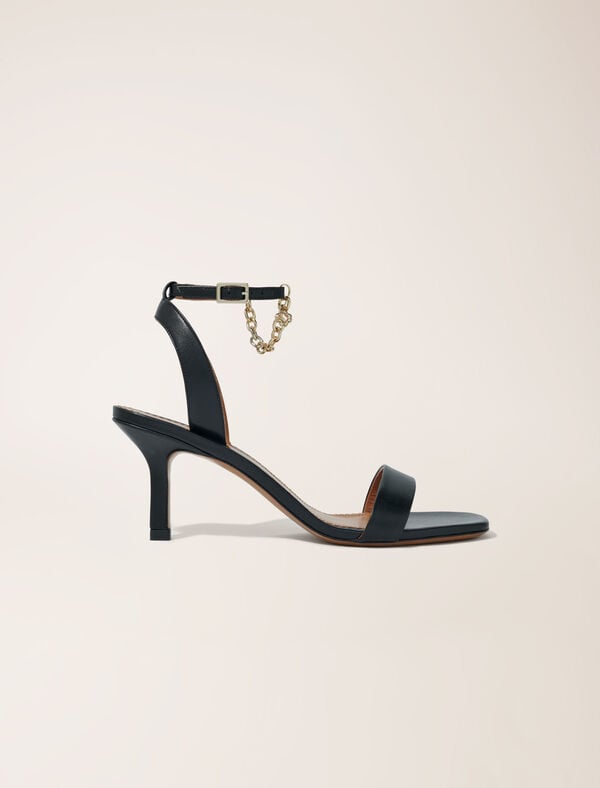 maje Sandales en cuir à talons Noir