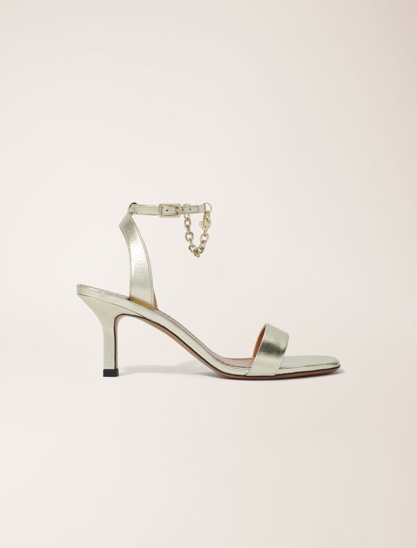 maje Sandales en cuir métallisé doré Dore clair