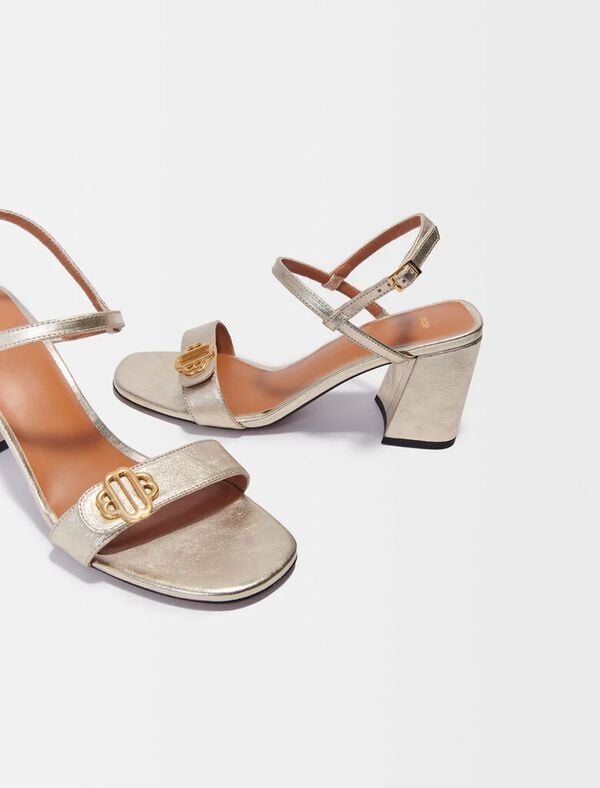 Maje Sandales En Cuir Métallisé Or