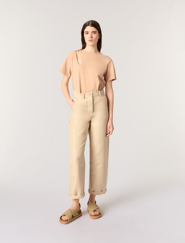 Maje Sandales Plates Effet Raphia Beige