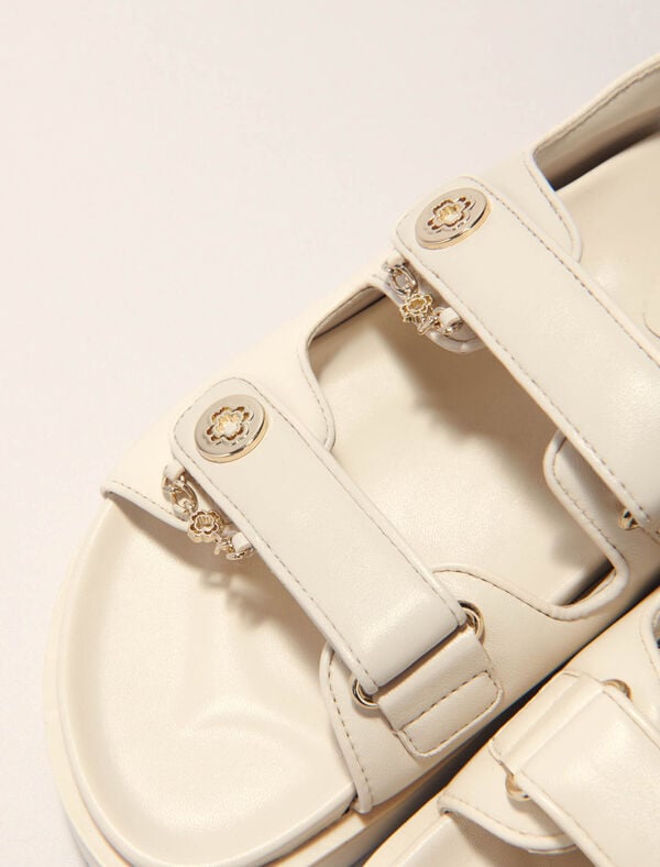 Maje Sandales Plates En Cuir Ecru
