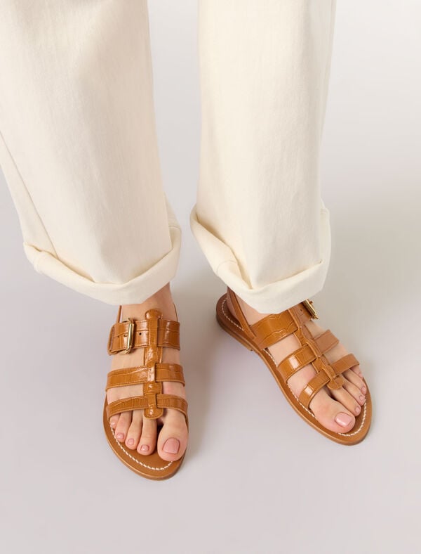 Maje Sandales Plates En Cuir K.Jacques Camel