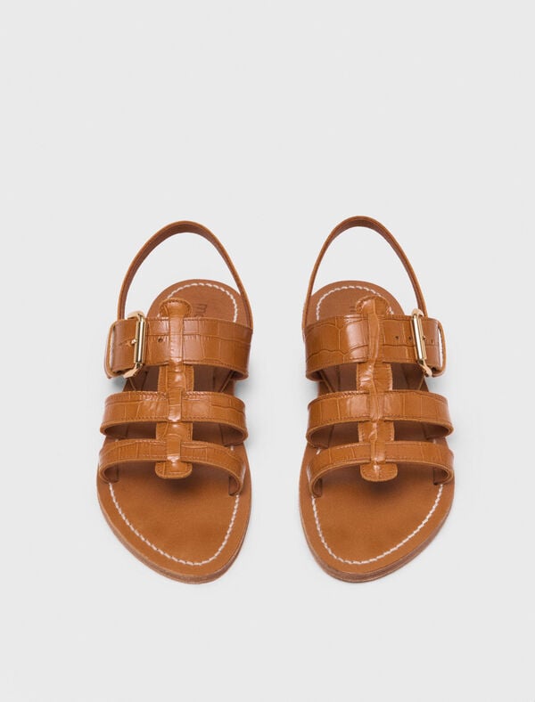 Maje Sandales Plates En Cuir K.Jacques Camel