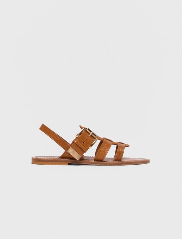 maje Sandales plates en cuir K.Jacques Camel