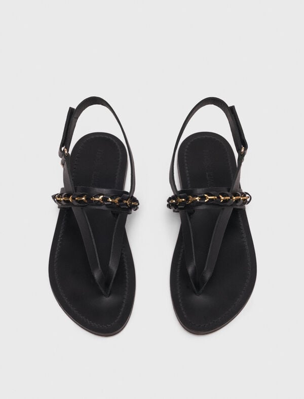 Maje Sandales Plates En Cuir K.Jacques Noir