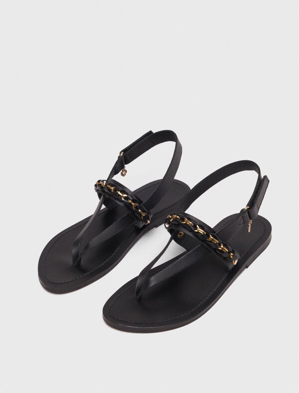 Maje Sandales Plates En Cuir K.Jacques Noir
