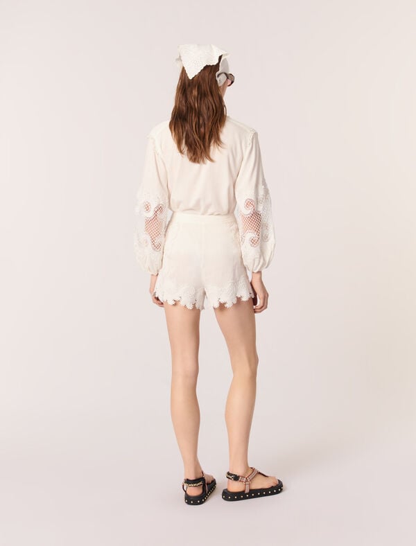 Maje Short Brodé Ecru