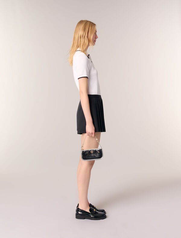 Maje Short Droit Plissé Noir