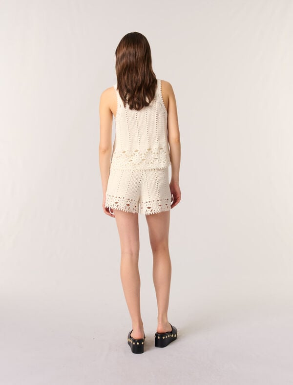 Maje Short En Crochet Blanc