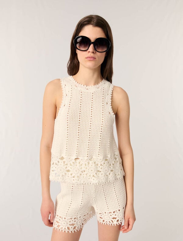 Maje Short En Crochet Blanc