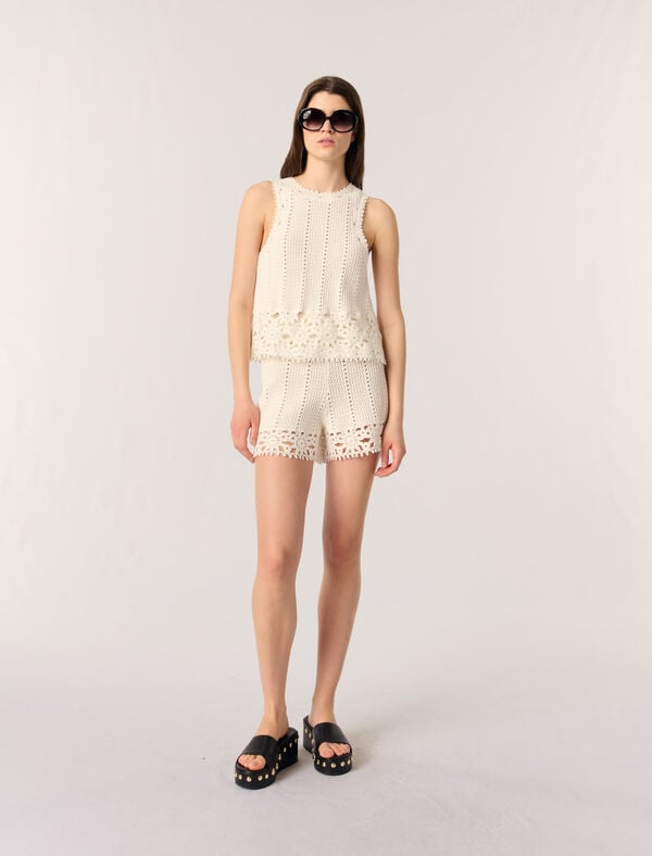 maje Short en crochet Blanc