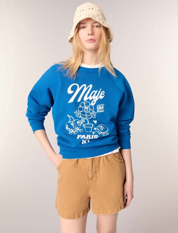 Maje Short En Denim Beige