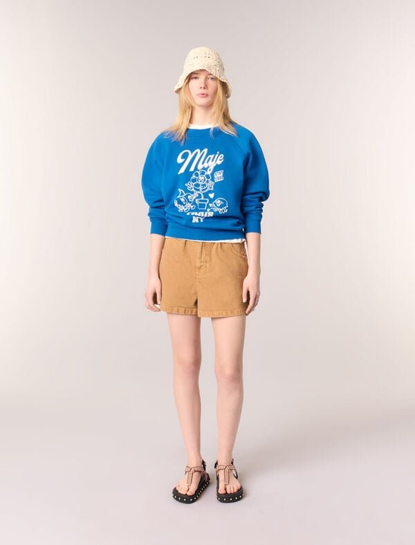 maje Short en denim Beige