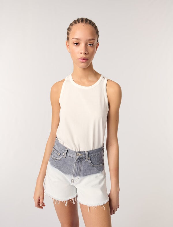 Maje Short En Denim Tie & Dye Gris/Blanc