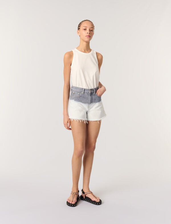 maje Short en denim tie & dye Gris/Blanc