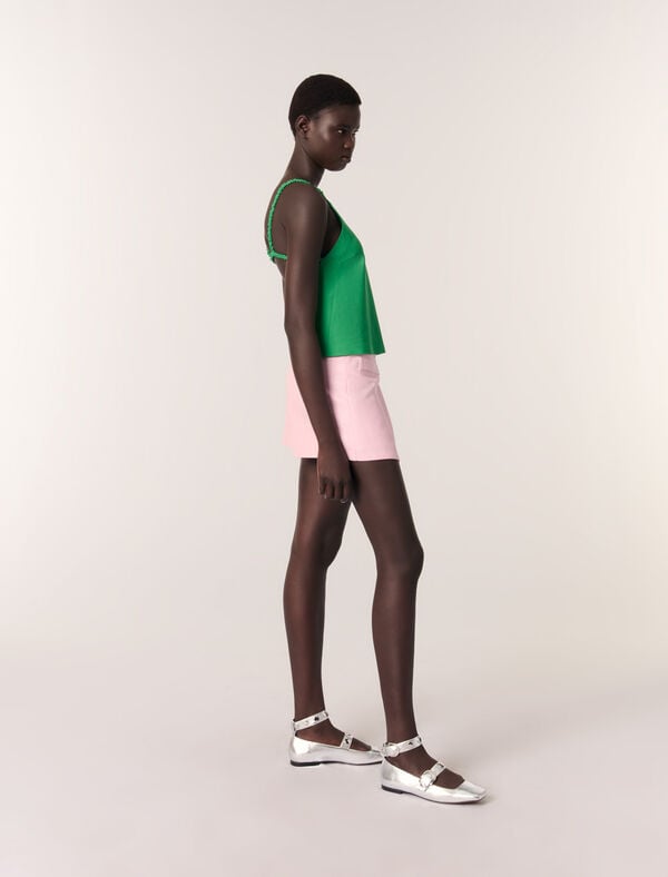 Maje Short Tailleur Trompe L'œil Rose