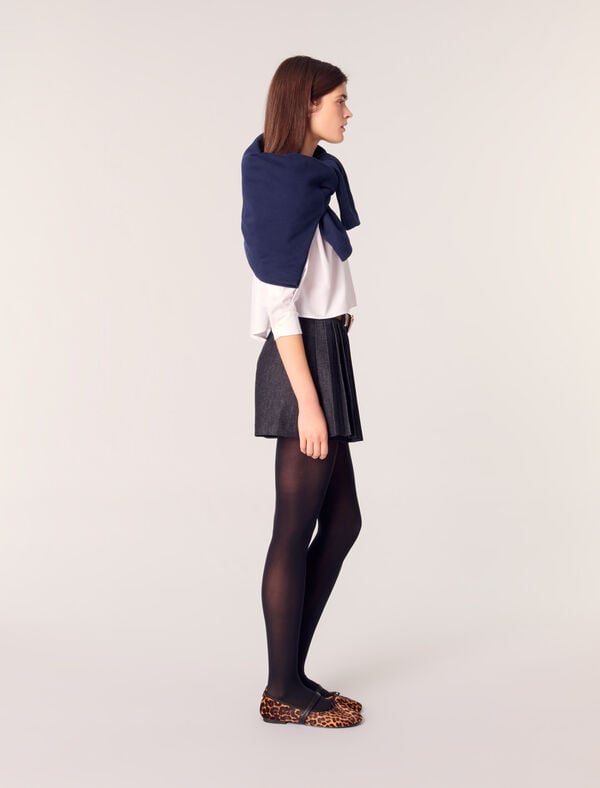 Maje Short Trompe L'œil En Denim Plissé Noir