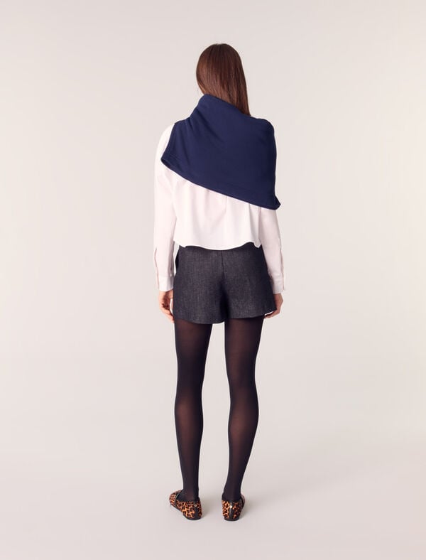 Maje Short Trompe L'œil En Denim Plissé Noir