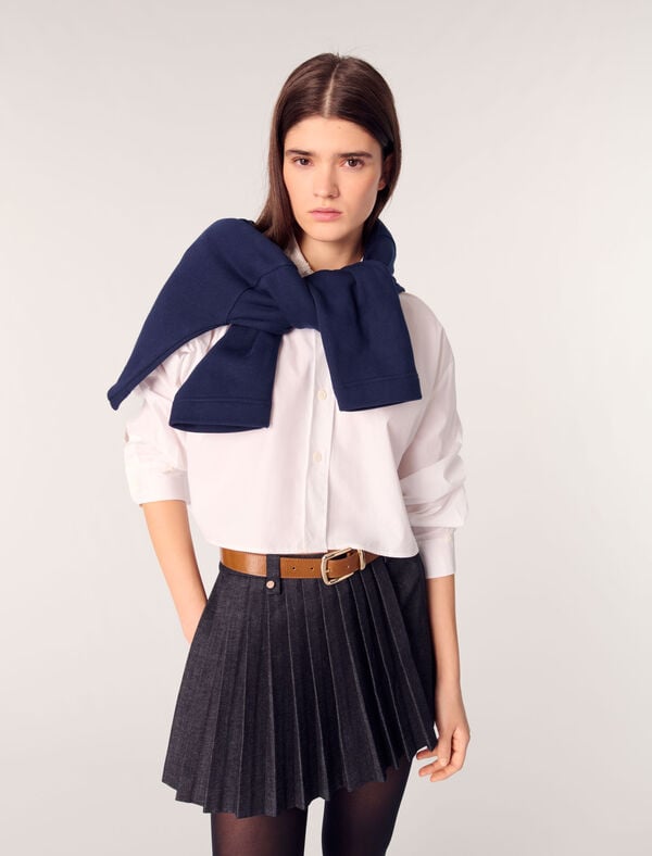 Maje Short Trompe L'œil En Denim Plissé Noir