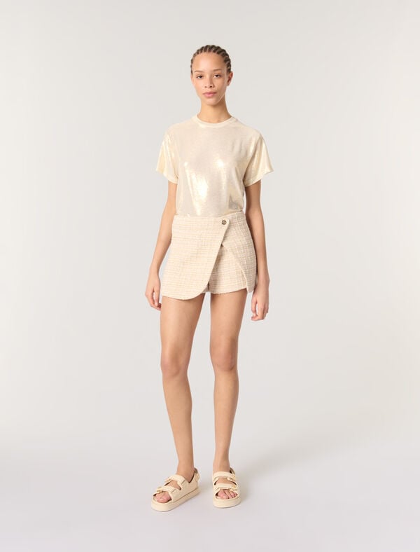 maje Short trompe l'œil en tweed Beige