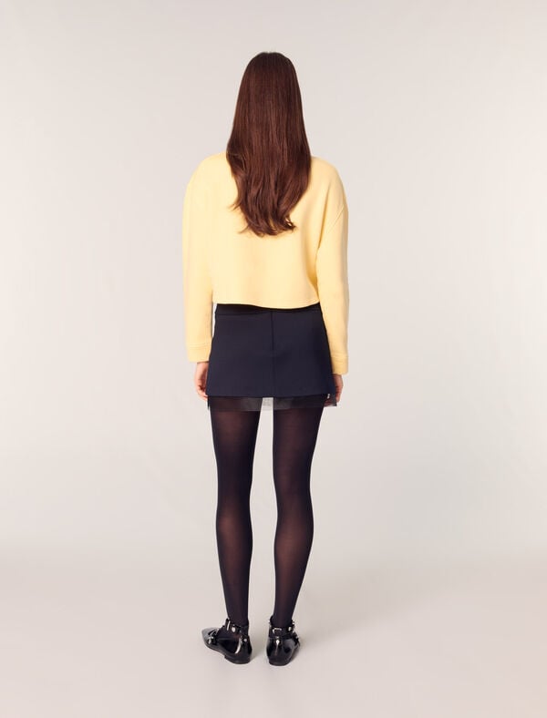 Maje Sweatshirt Court à Col Bijou Jaune