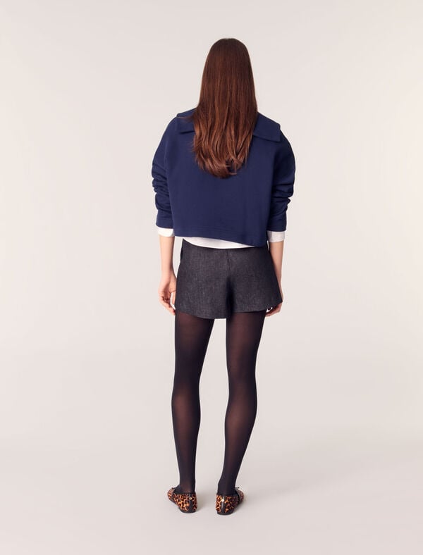 Maje Sweatshirt Court Avec Broderie Marine