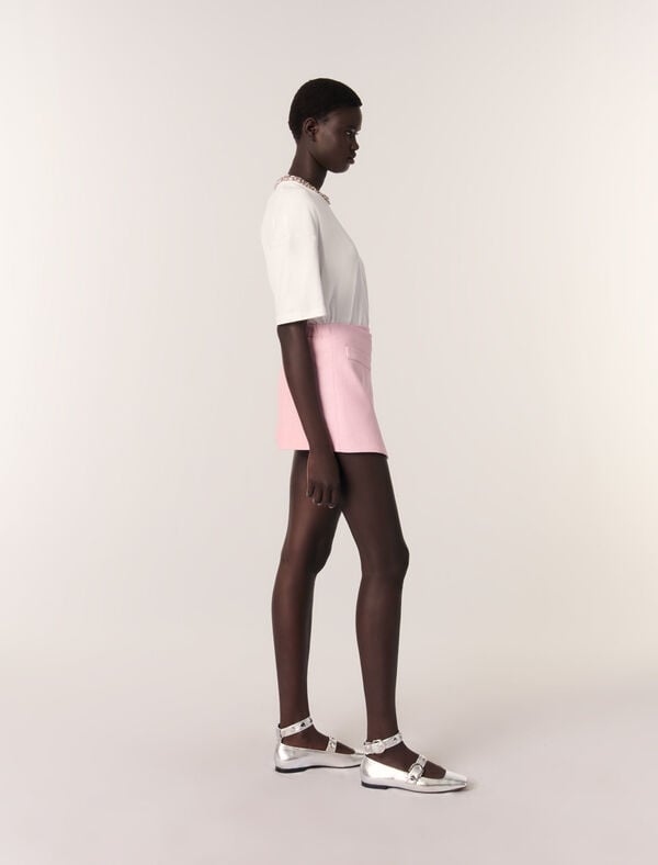 Maje Tee-shirt à Col Bijou Blanc