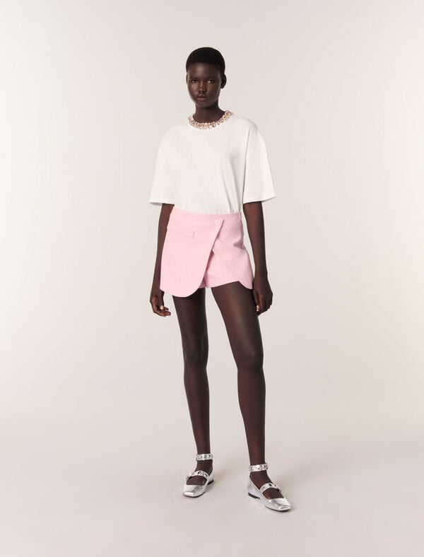 maje Tee-shirt à col bijou Blanc